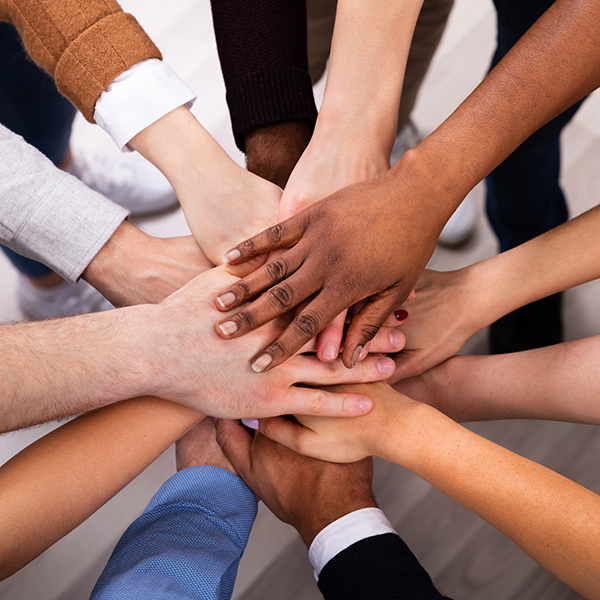 Diverse People Stacking Hand Together High Angle View Of Multiracial Friend Stacking Hand